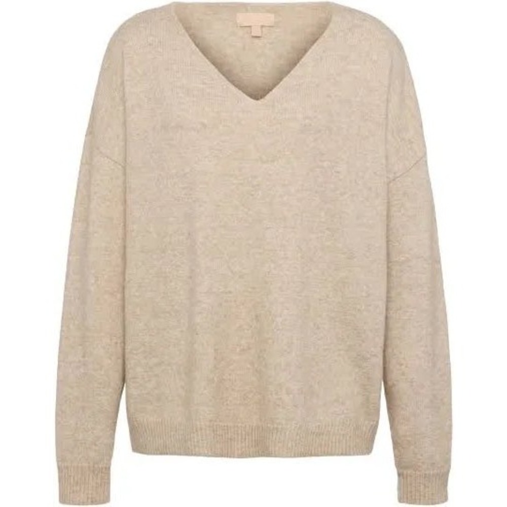 Nuuds Women's Cozy‎ Knit V-Neck Sweater Beige/Tan size XL New With Tags